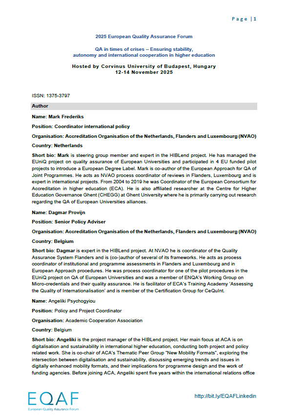 Quality Assurance of Student Blended Mobility